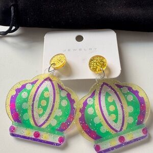 Colorful Mardi Gras Crown Earrings